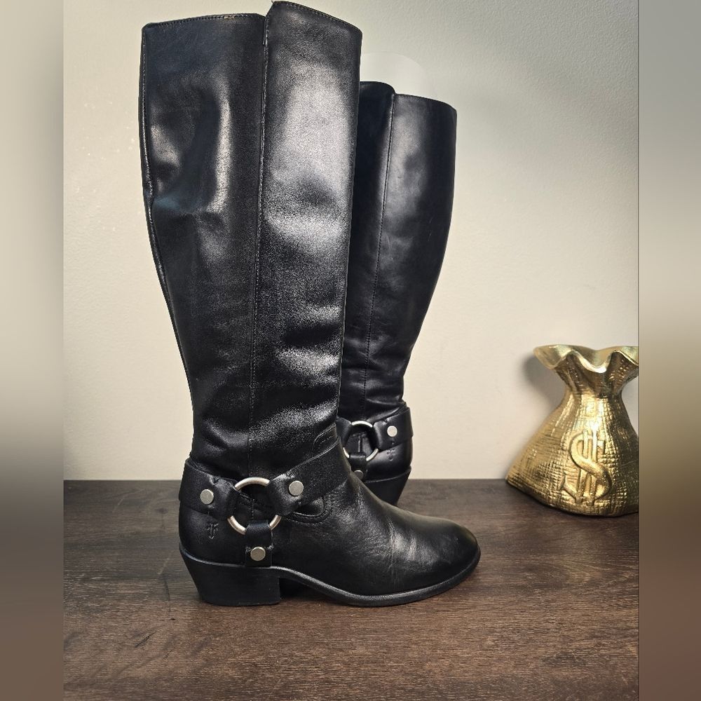 Frye Carson Harness Tall Boots Women's Size 8 Black
